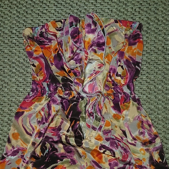 Colorful Strapless Floral Ruffle Dress - Picture 2 of 4